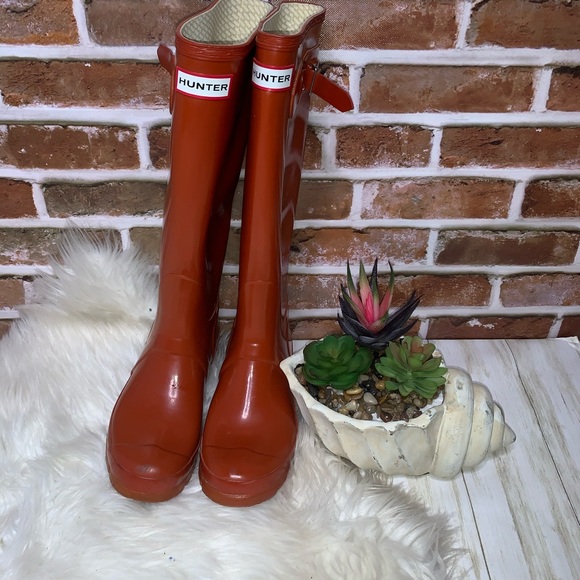 Hunters high gloss red siren tall rain boots 8 - Picture 13 of 15